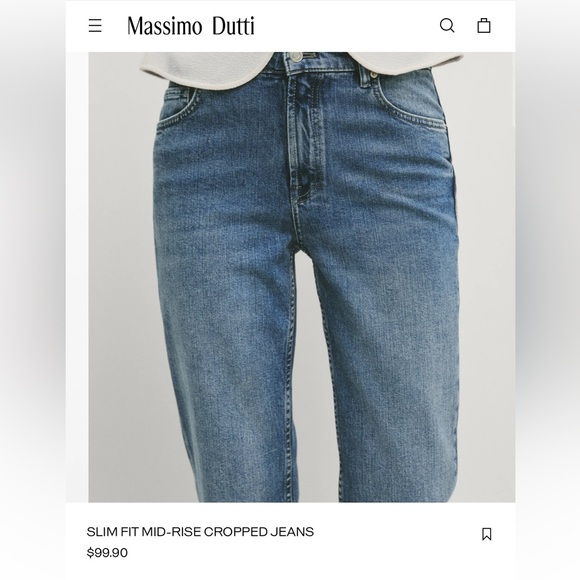 MASSIMO DUTTI SLIM FIT MID-RISE CROPPED JEANS SIZE 10 NWT $99.90 Online now! - Picture 9 of 11
